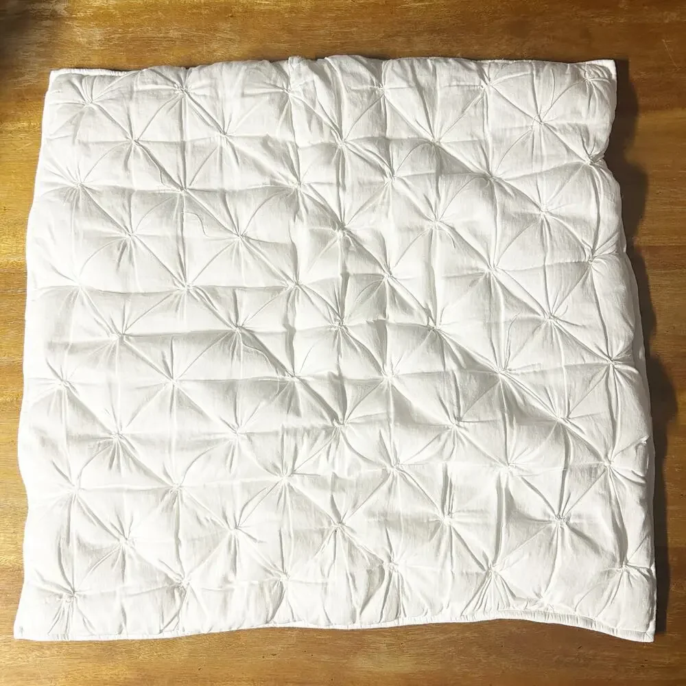 Pottery Barn Home Quilted Pintuck Accent Throw Pillow Sham Case Cover White‎